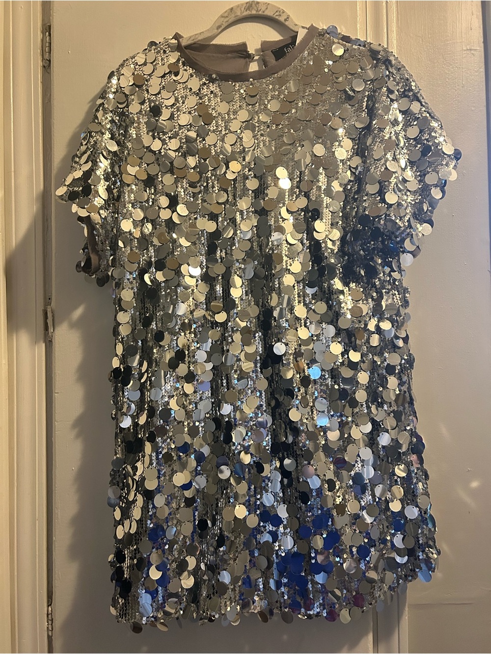 fab'rik Silver Sequin Mini Dress
